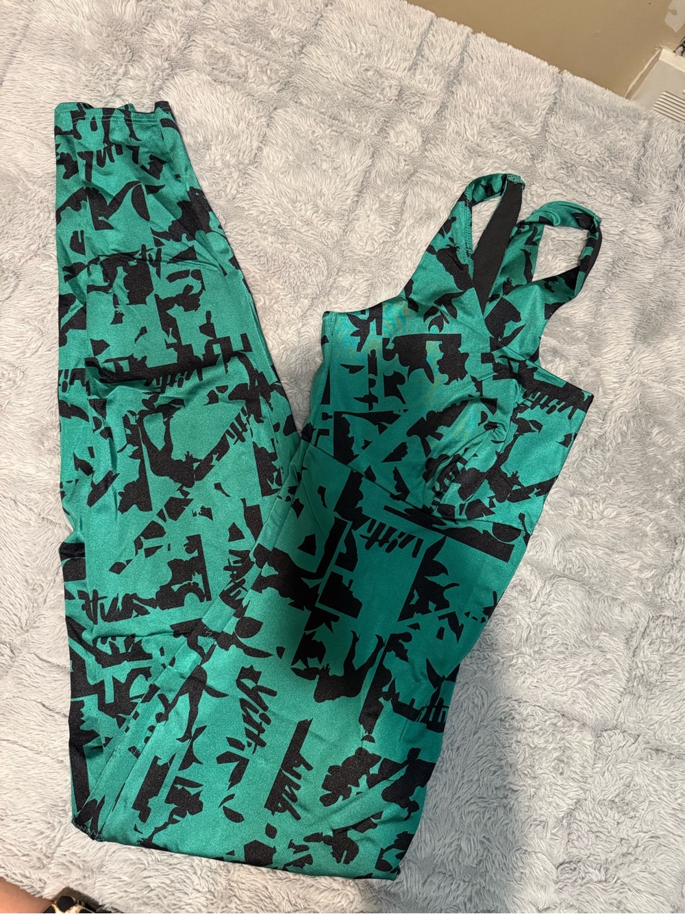 YITTY Teal & Black Abstract Print Jumpsuit